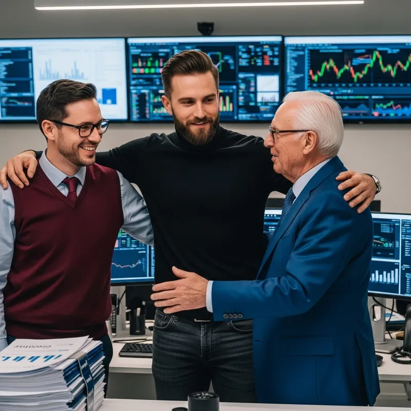 Bill Gates Embraces Steve Jobs and Warren Buffet