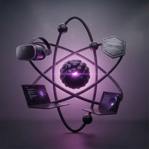 Futuristic Atom Design with Tech Elements