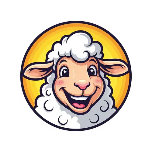 Jovial Sheep Head Cartoon Logo Design