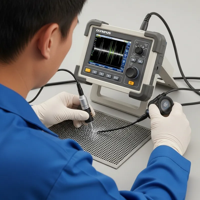 Expert Operation of Olympus Ultrasonic Flaw Detector on Patterned Grating