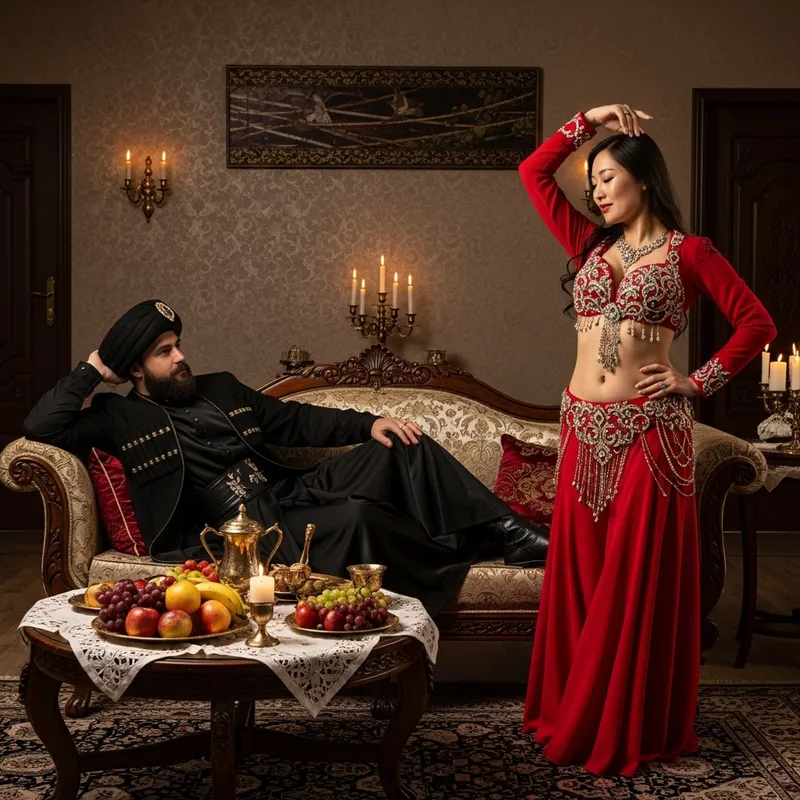 Young Ottoman Sultan Enjoys Belly Dance Performance
