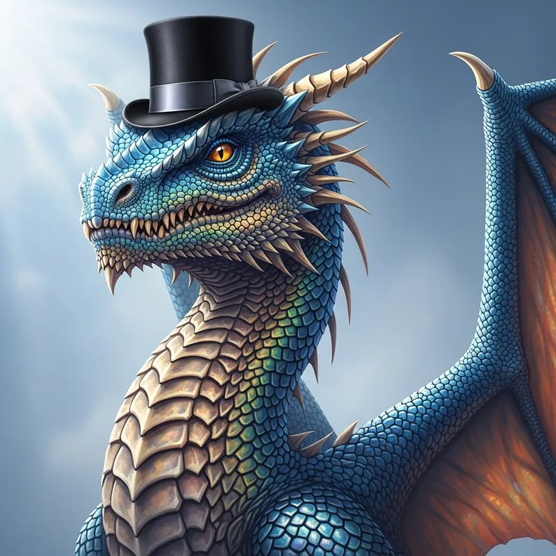 Majestic Dragon with a Top Hat - A Splendid Sight