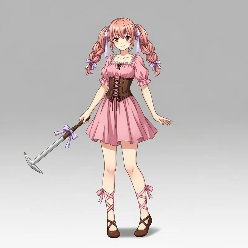 Elegant Young Woman with Strawberry Blonde Hair and Lavender Ribbons