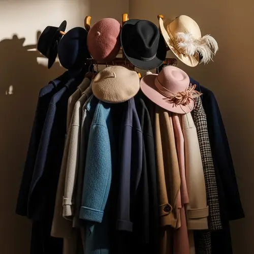 Wooden Hat Stand with Coats and Hats | Room Corner Display