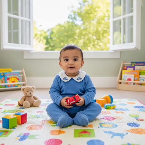 Adorable Light-Skinned Indian Baby Boy in Jumpsuit