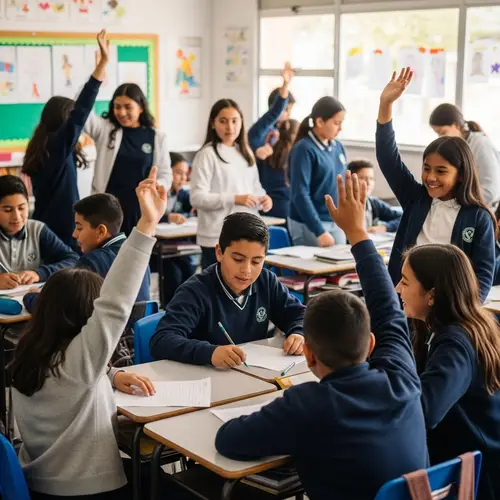 Engaged Hispanic Children Learning in School