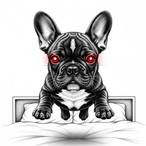 Monochromatic French Bulldog Puppy Sketch with Mystical Aura