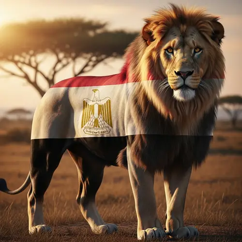 Artistic Majestic Lion with Egypt Flag | Exquisite Detail