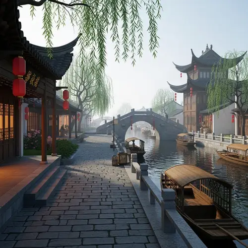 Serene Ancient Canal Town | Traditional Chinese Architectural Style