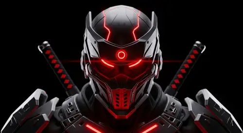 Epic Cyber Ninja in Red Cyber Armor