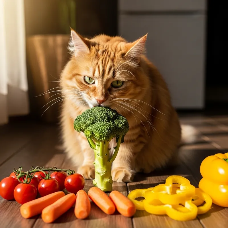 Cat Enjoys Eating Fresh Vegetables - Fait un Chat