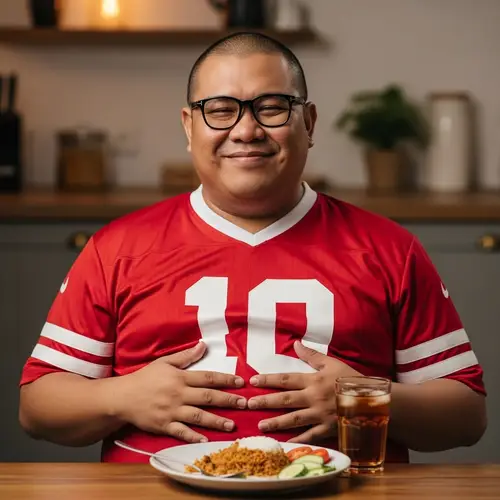 Indonesian Man in Football Jersey and Glasses | Expression of Satisfaction