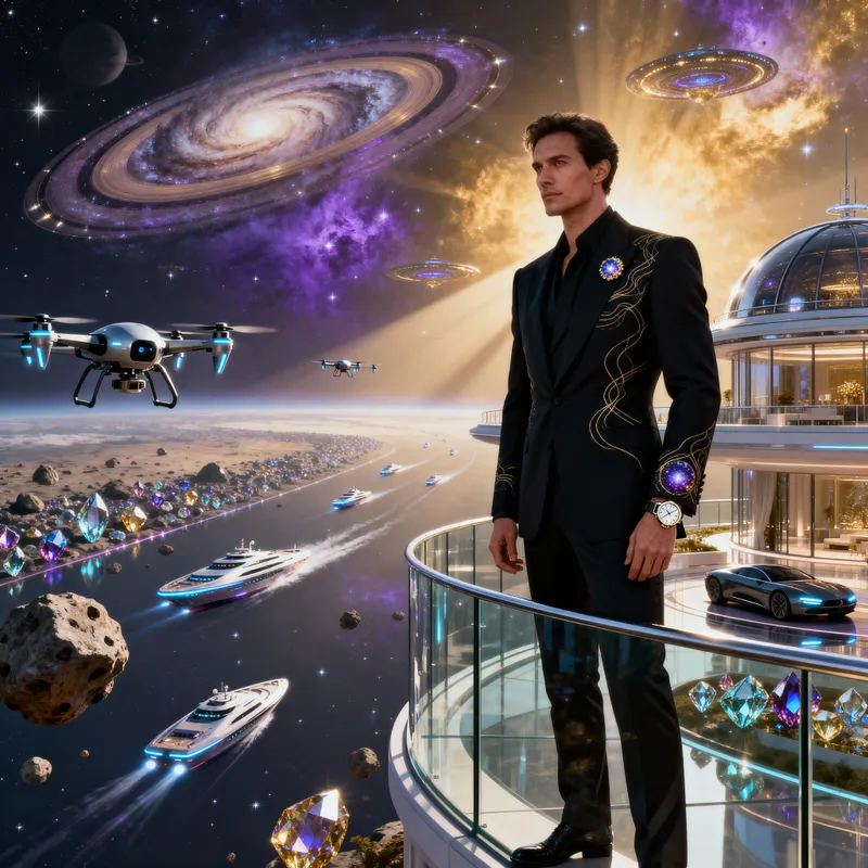 Cosmic Magnate in a Luxurious Galaxy Landscape