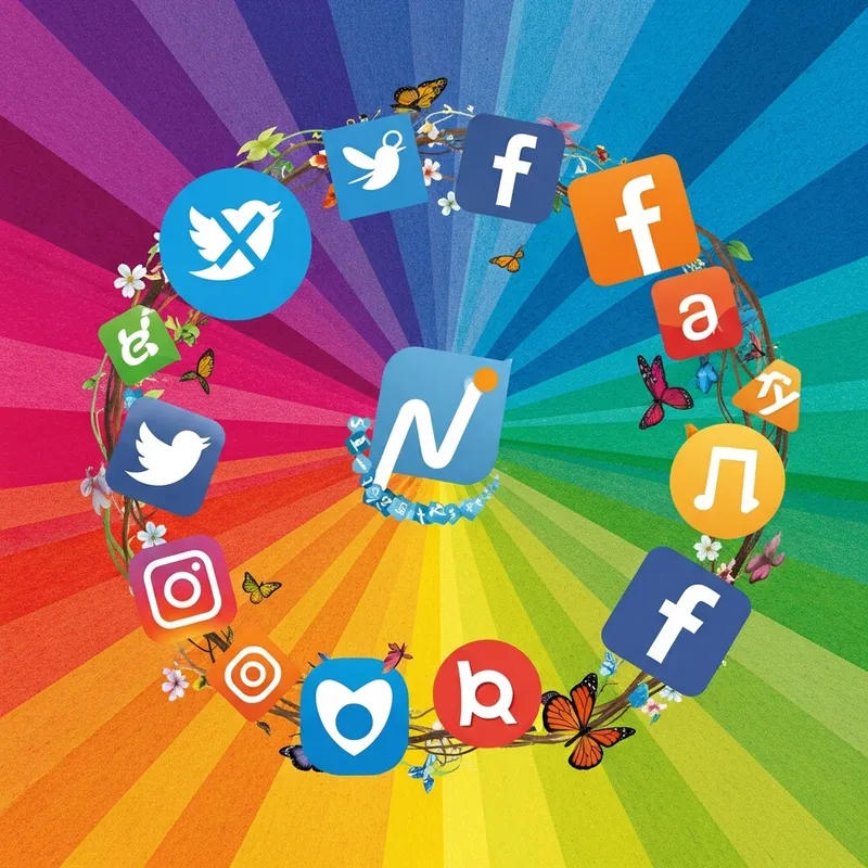 Vibrant Social Media Icons: A Colorful Display of Diversity