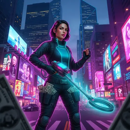 Money Hunter: Futuristic Art in Urban City Night | Artwork