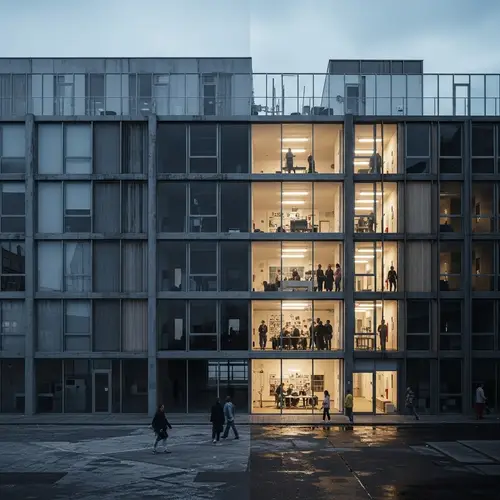 Contrast of Abandonment and Activity in Contemporary Building