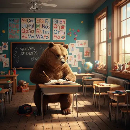 Bear Inside Classroom - Learn in Bear's Company
