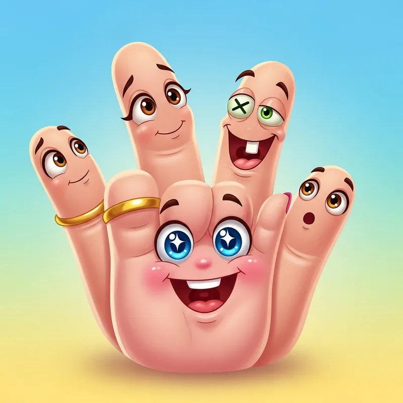 Cheerful Pinky Finger Cartoon | Friendly Finger Characters