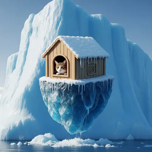 Intricately Designed Cat House Blend Seamlessly with Iceberg