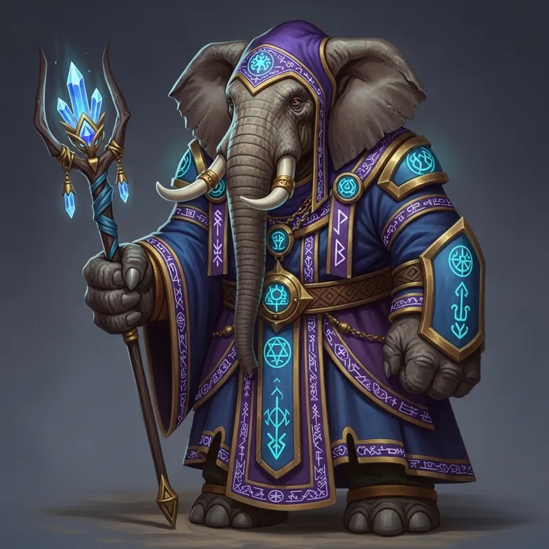 Imposing Loxodon Sorcerer: Majestic Fantasy Enchanter