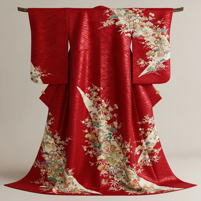 Elegant Veres Nude Kimono: Traditional Japanese Fabric Details