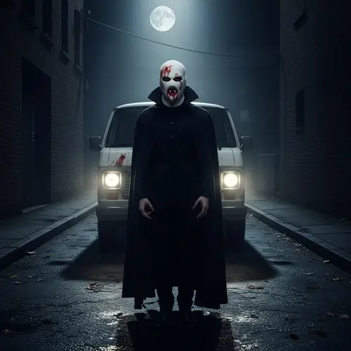 Menacing Vampire in Dark Alley: Suspense and Shadows