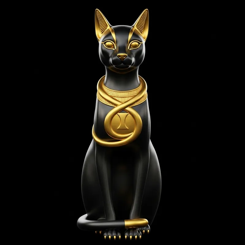 Exotic Bastet Cat in Gold & Black Tones