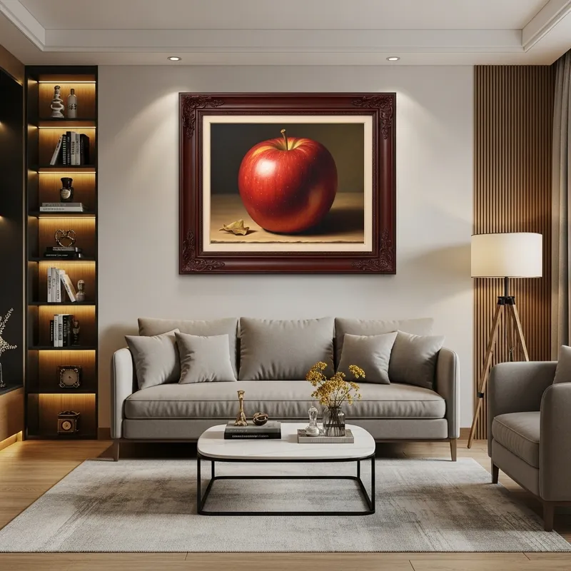 Apple Wall Frame in a Cozy Living Room Apple Wall Frame in a Cozy Living Room
