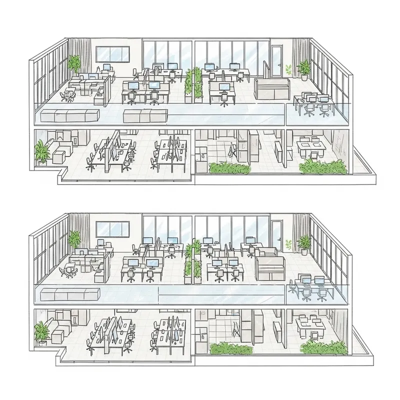 Modern 2-Floor Tech Office Design Floorplan