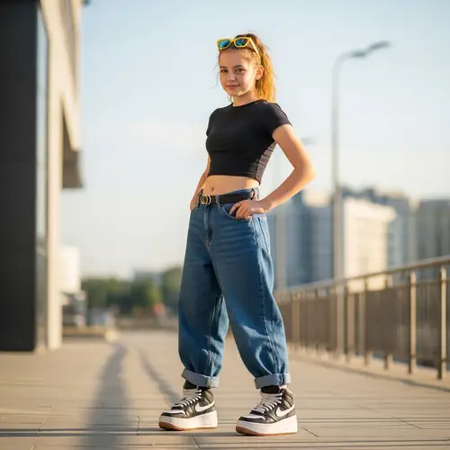 Confident Teen Girl Embracing Uniqueness with Big Feet