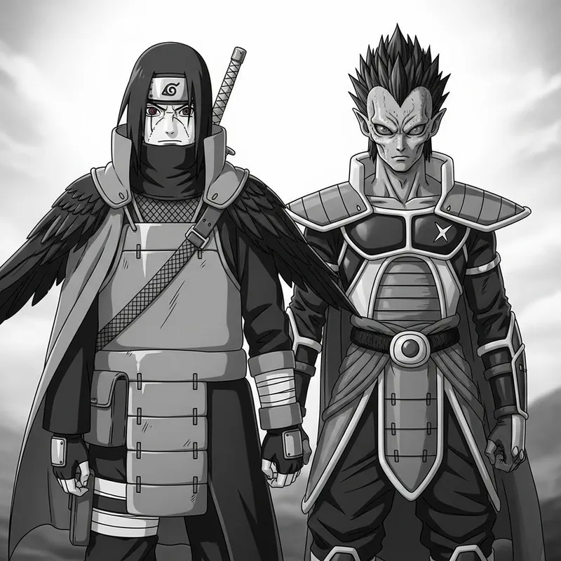 Itachi and Vegeta - Black and White Warrior Duo Team-Up