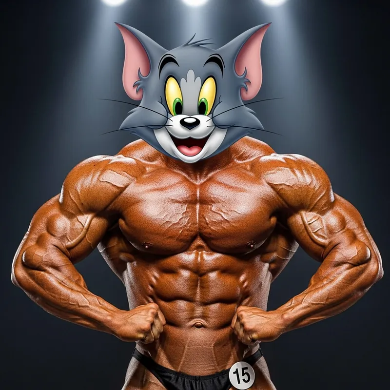 Hello Kitty as a Bodybuilder: Fun Cartoon Mashup