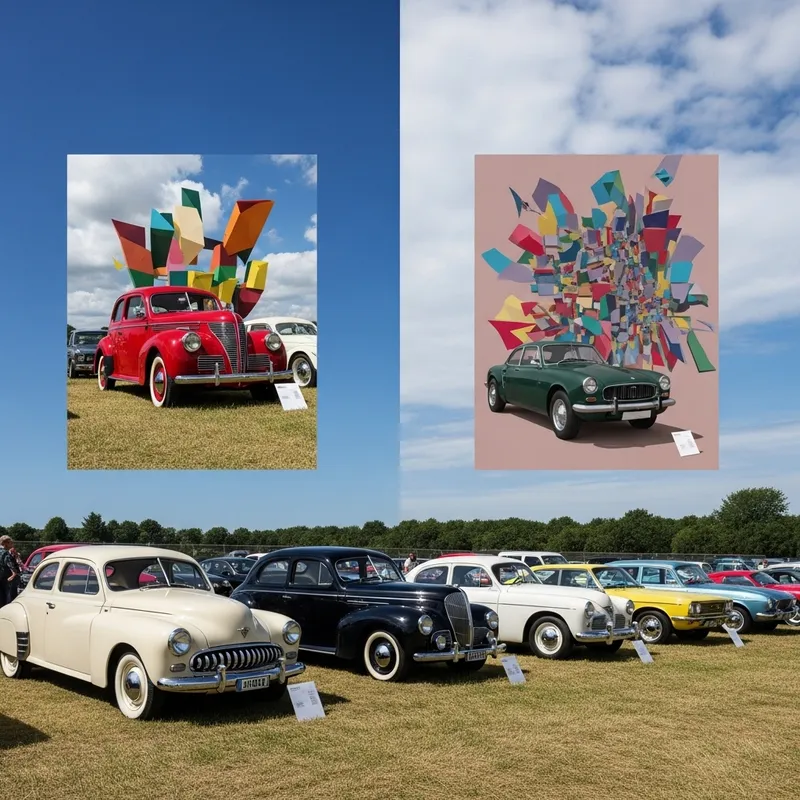 Vintage Cars in Surrealistic Field Display