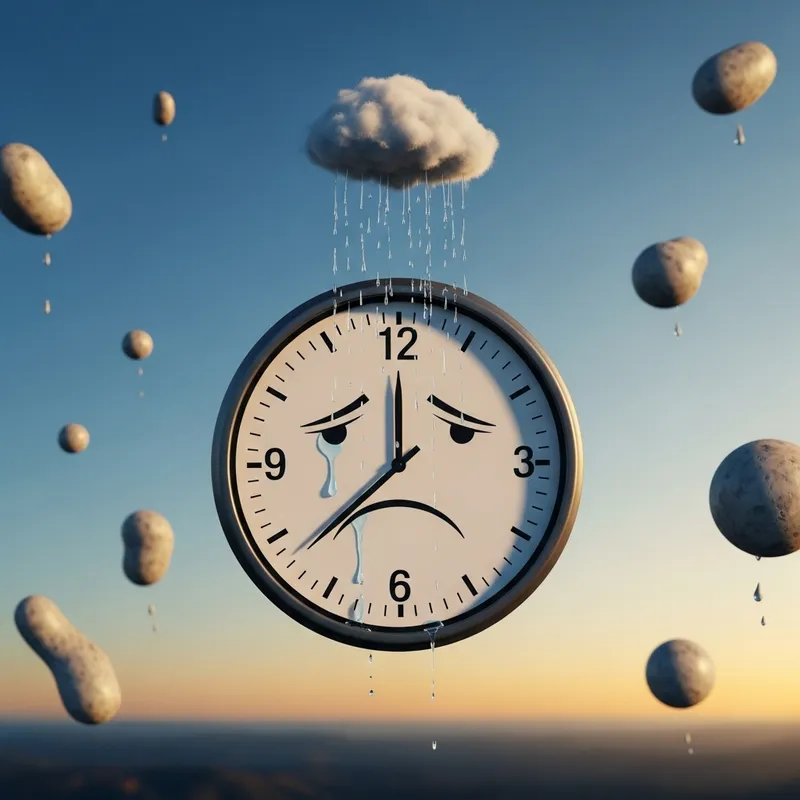 M-sadis: Surreal Clock Scene at 3:10 with Melancholic Atmosphere