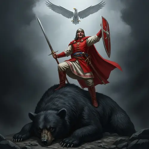 Polish Warrior on Bear | Dark Fantasy Realism Art