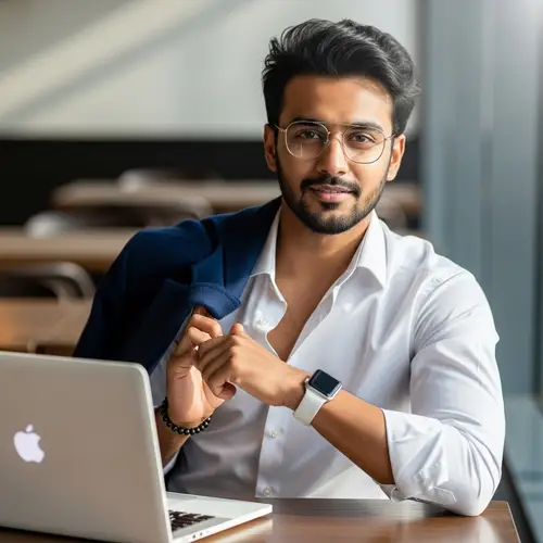 Stylish 20-Year-Old in White Shirt & Blue Coat