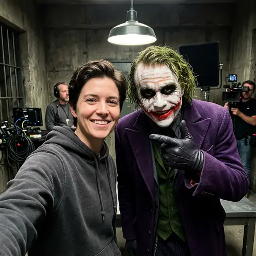 Candid Joker Selfie on 'The Dark Knight' Set