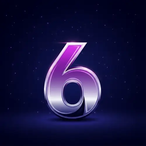 Modern Purple & Silver Number 6 Illustration