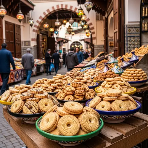 European Biscuits at Vibrant Moroccan Market