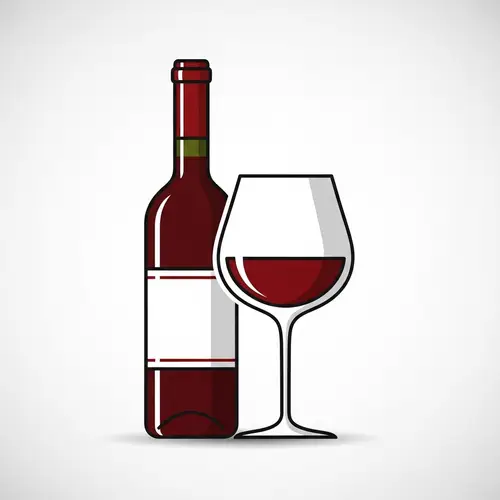 Wine Glass and Red Wine Bottle Icon