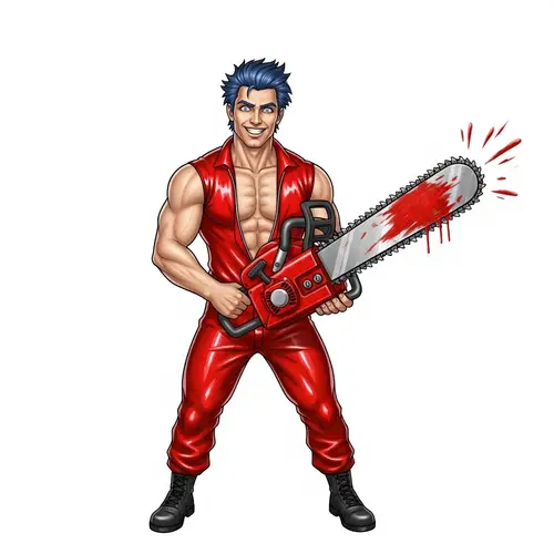 Fierce Chainsaw Man: Adventurous Figure with Determination