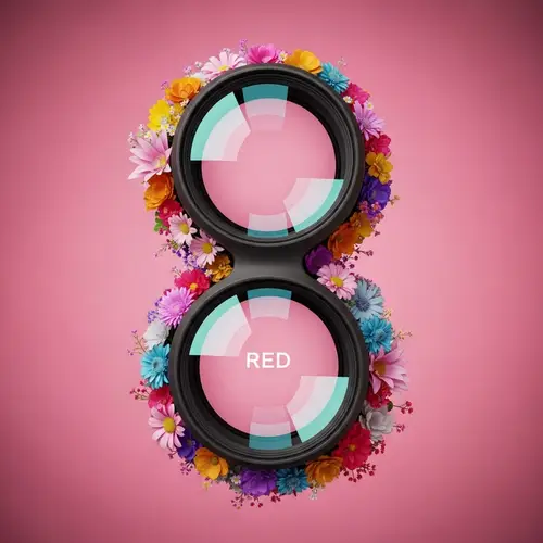 Dynamic Lens Art | Vibrant Flowers & Pink Gradient Background