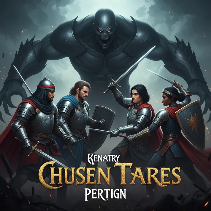 Epic Medieval Fantasy Battle Art with Diverse Heroes vs Monstrous Villain