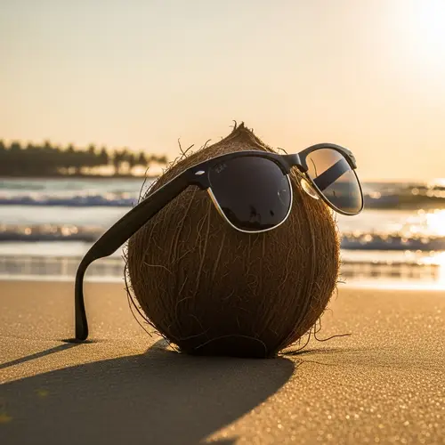Coconut with Sunglasses - Tropical Fun!
