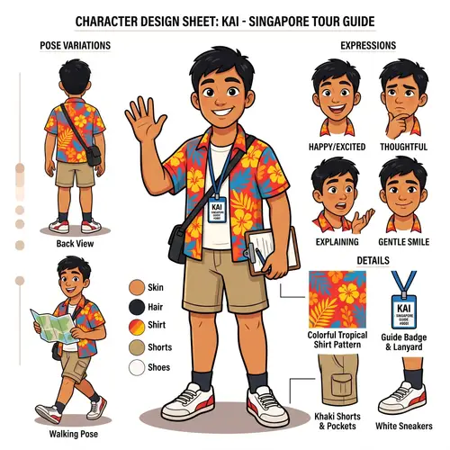 Kai - Friendly Singaporean Cartoon Character Design
