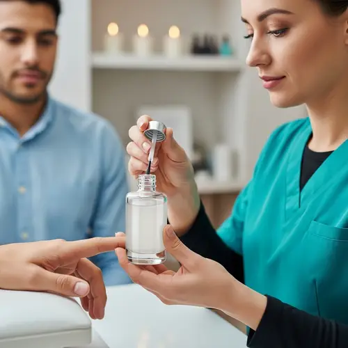 Professional Manicure Salon: Manicurist Applying Nail Hardener