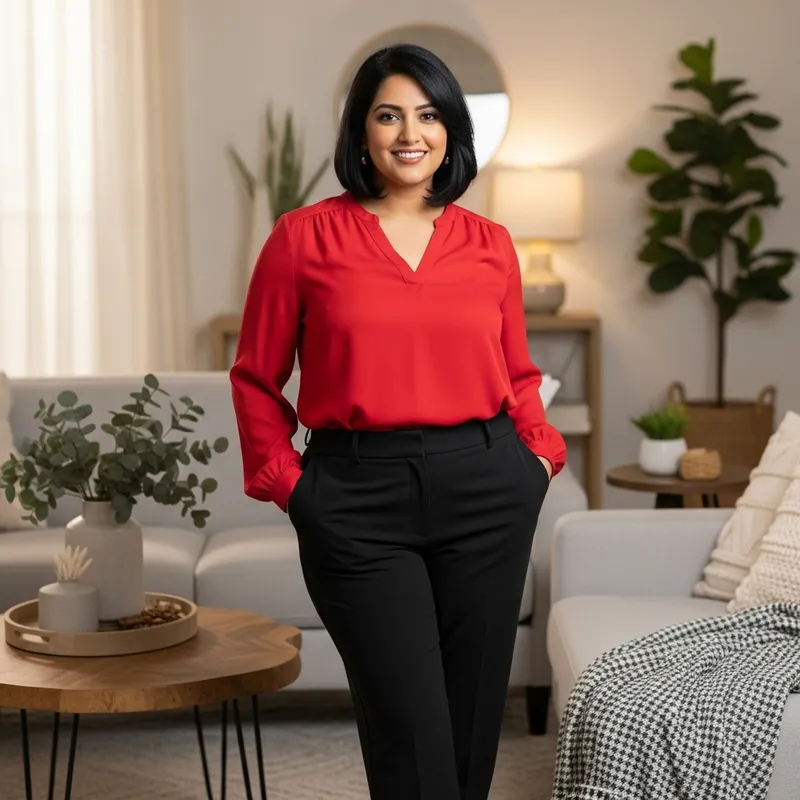 Chubby Adult Milf with Stylish Bob Hairstyle | Trendy Outfit