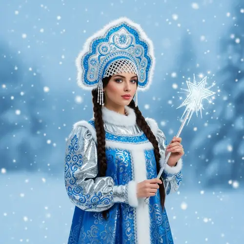 Snow Maiden Costume - Traditional Russian Dress for Winter