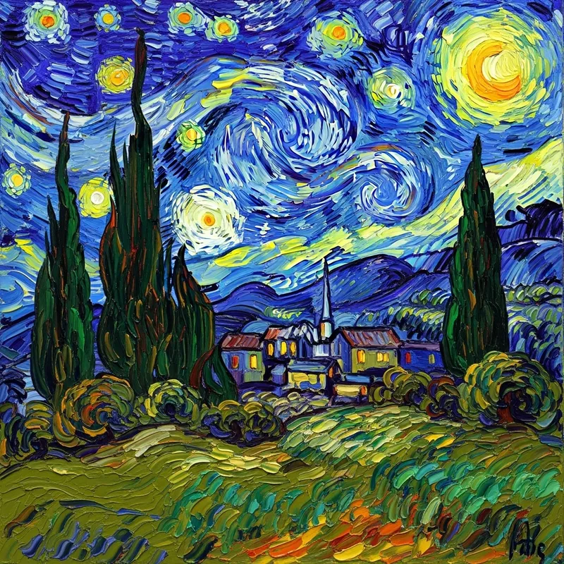 Van Gogh-Esque Oil Painting - Bold Colors & Brushstrokes