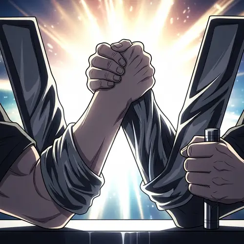 Anime-Styled W Letter Arm Wrestling Logo